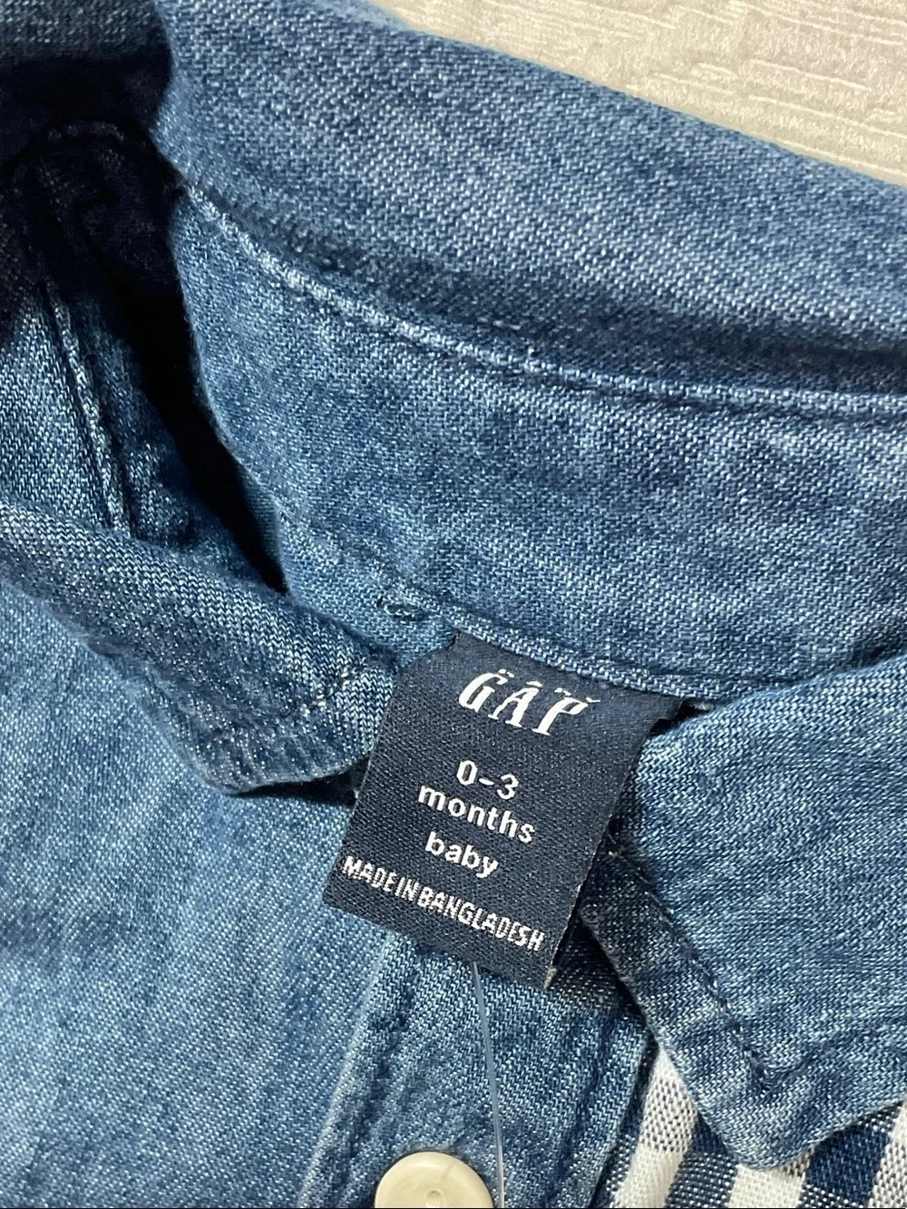 Magnetic Me Blue Denim & Navy Gingham Baby Footie